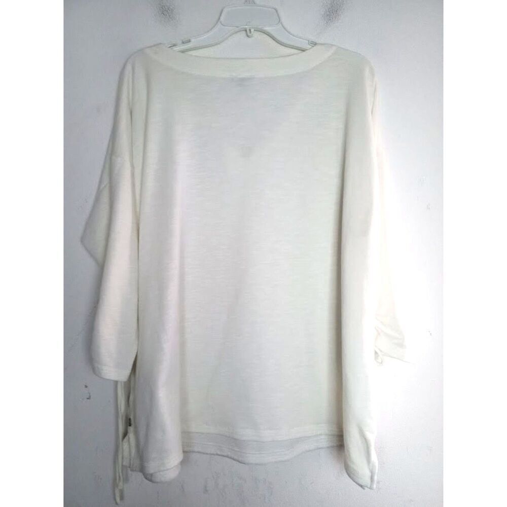 T by Talbots Women White V-Neck Jersey Knit Boxy 3/4 Sleeves Blouse size 2X - Picture 7 of 8